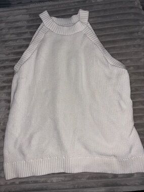 White Halter Knit Sweater - size xl